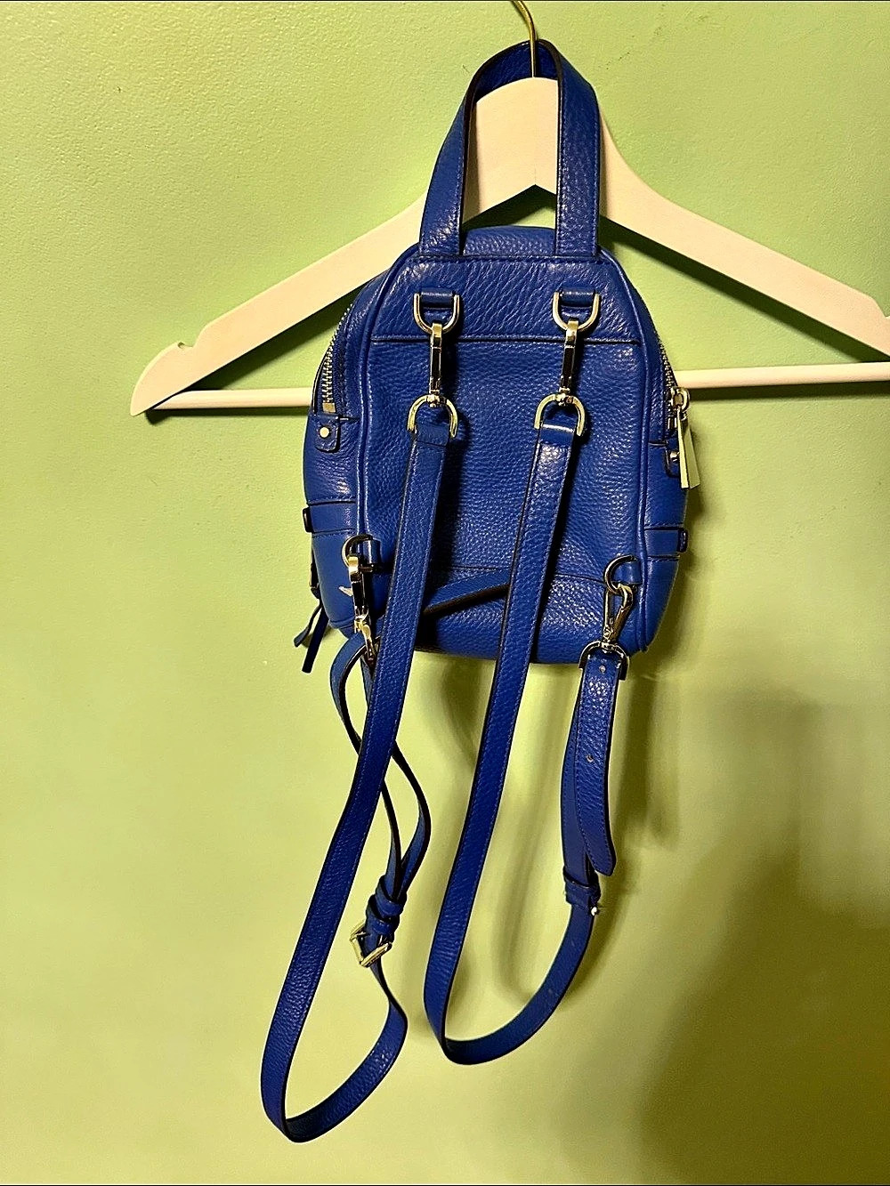 Michael Kors Rhea Mini Leather Backpack Blue - Picture 2 of 6